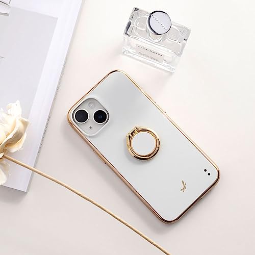 salisty iPhone 14 Pro 専用 マットカラー 耐衝撃 ハードケース × スマートフォンリング セット (オフホワイト)【サリスティ スマホケース スマホリング ストラップホール付き 】