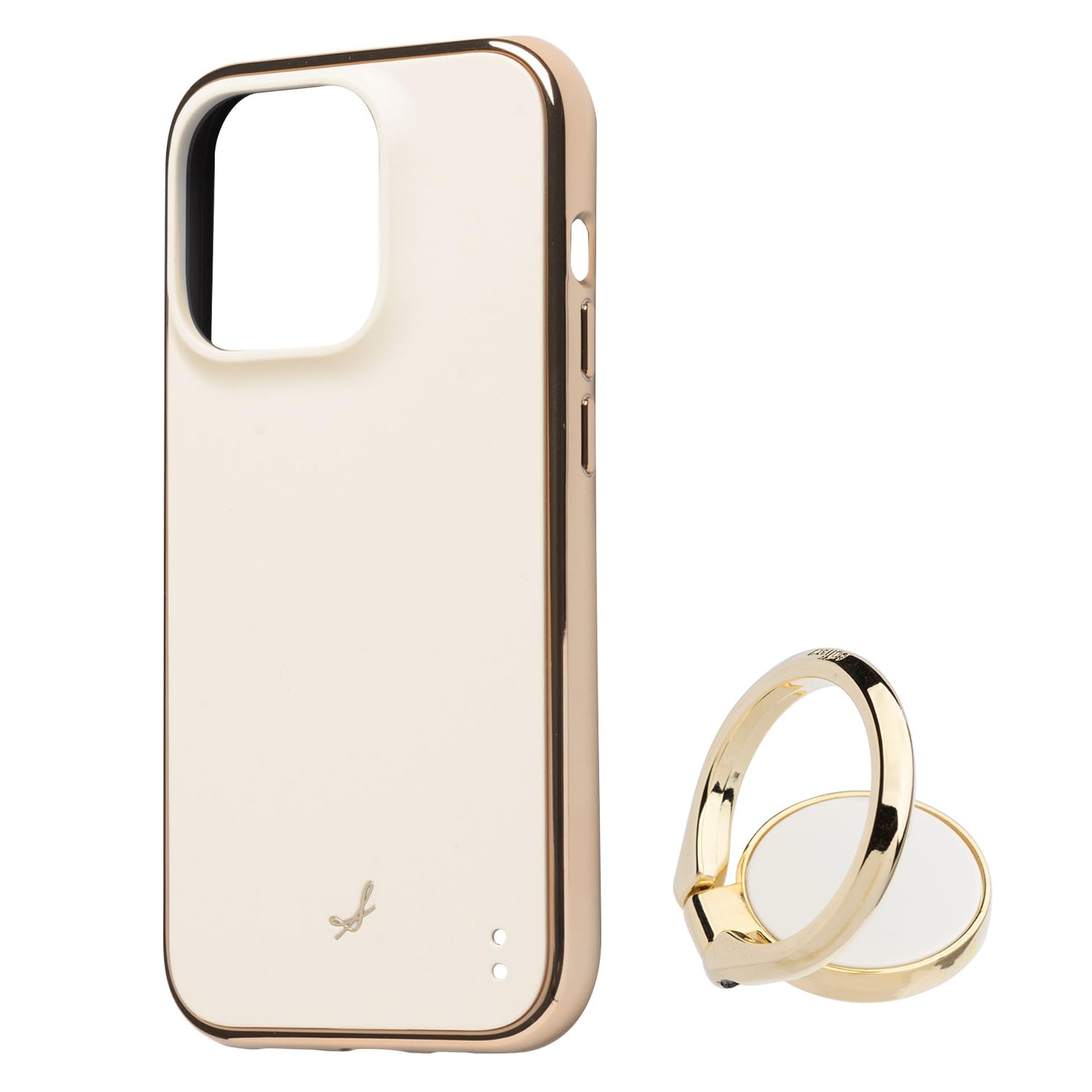 salisty iPhone 14 Pro 専用 マットカラー 耐衝撃 ハードケース × スマートフォンリング セット (オフホワイト)【サリスティ スマホケース スマホリング ストラップホール付き 】